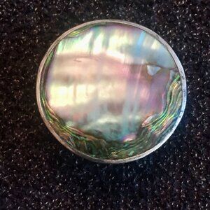 Abalone & Silver Pin/Pendant 1+ inch round